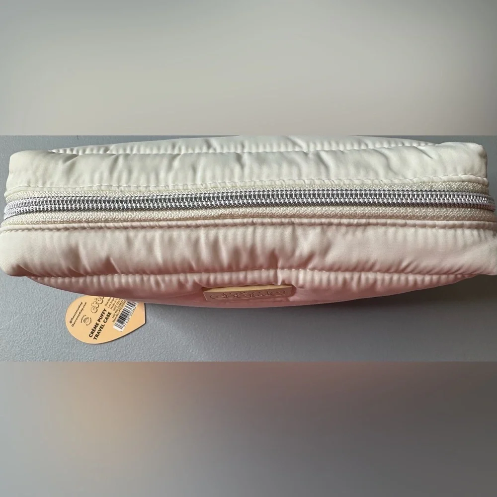 The creme shop Elegant Cream Quilted puffy Cosmetic Bag